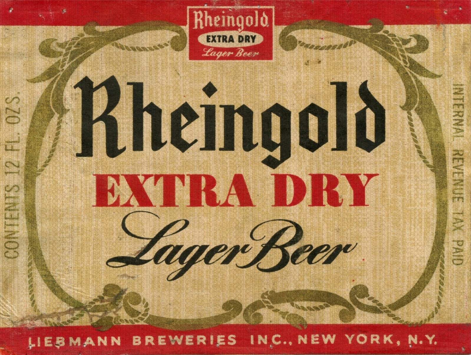 Rheingold Extra Dry Lager Beer Label 9\