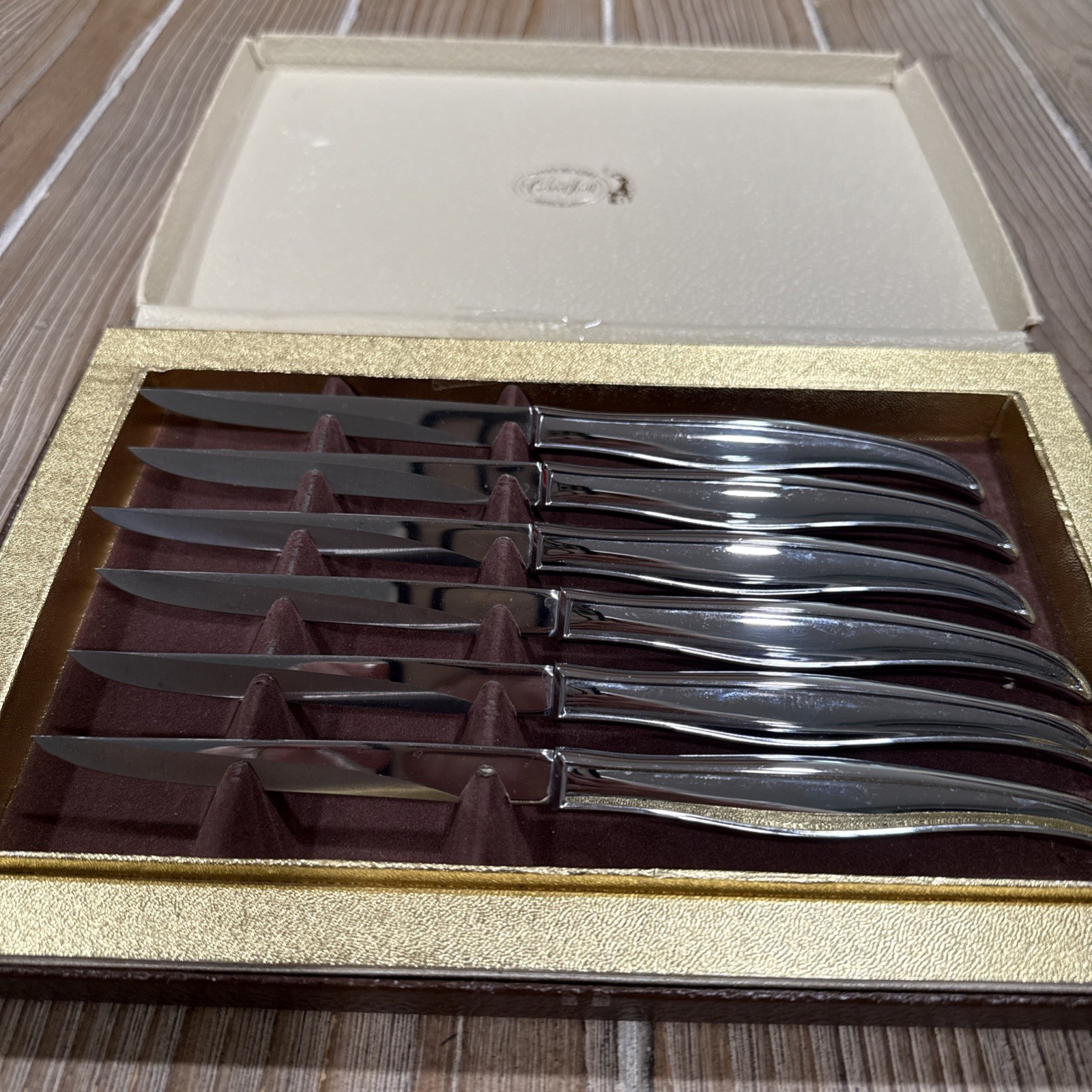 Vintage Carvel Hall Leisure Steak Knives Set of 6 Stainless Steel USA Curved MCM