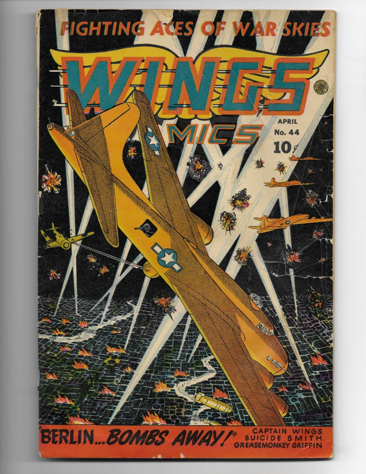 Wings Comics 44 1944 Fiction House G/VG 3.0 Classic Nazi WW 2 Cover
