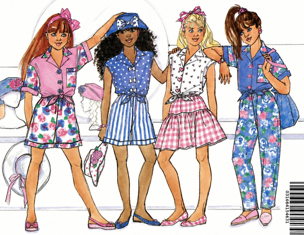 Butterick Busybodies 6600 Tops Skirt Shorts Pants Sewing Pattern Girls 12-14