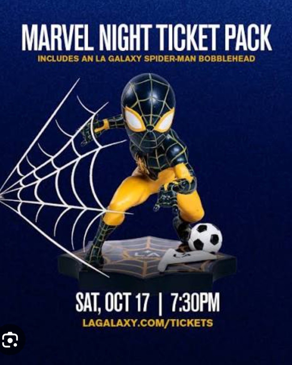 LA Galaxy Marvel Night Spiderman Bobblehead LA Galaxy Marvel Night Spiderman Bobblehead