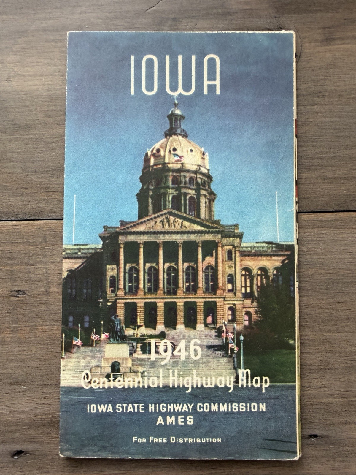 1946 Iowa Centennial Highway Map Iowa Foldout Road Map Vtg