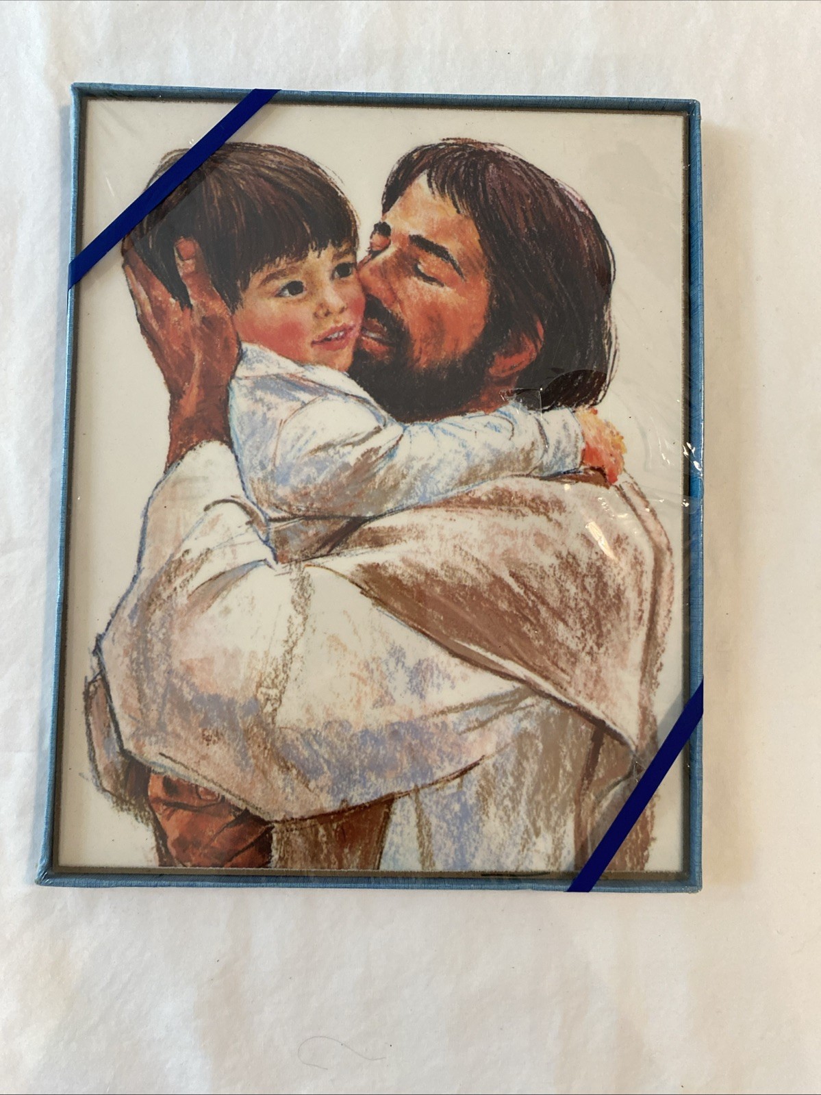 Vintage Jesus & Little Boy Lithograph MCM Religious Art 8x10 - New