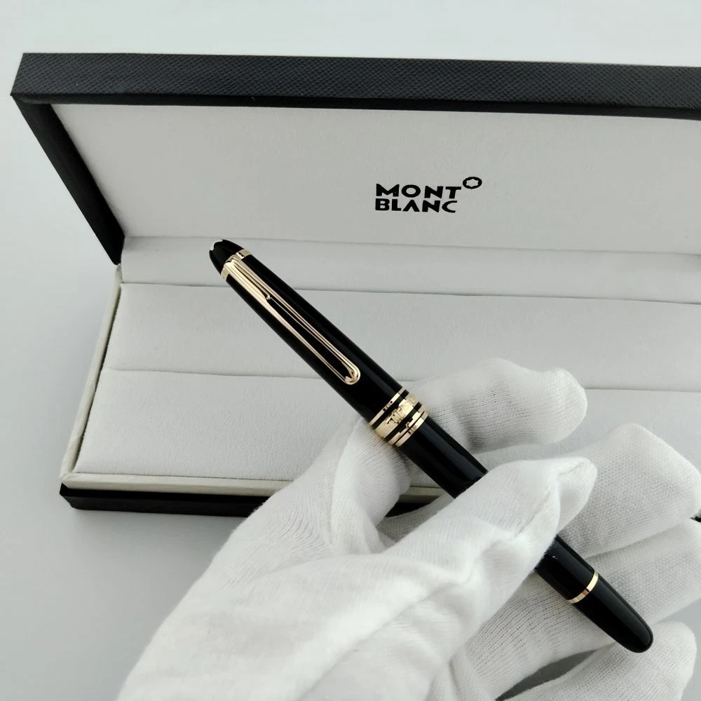 New Montblanc Meisterstuck 163 Rollerball Pen Black/Gold Trim w/ Gift Box New Montblanc Meisterstuck 163 Rollerball Pen Black/Gold Trim w/ Gift Box