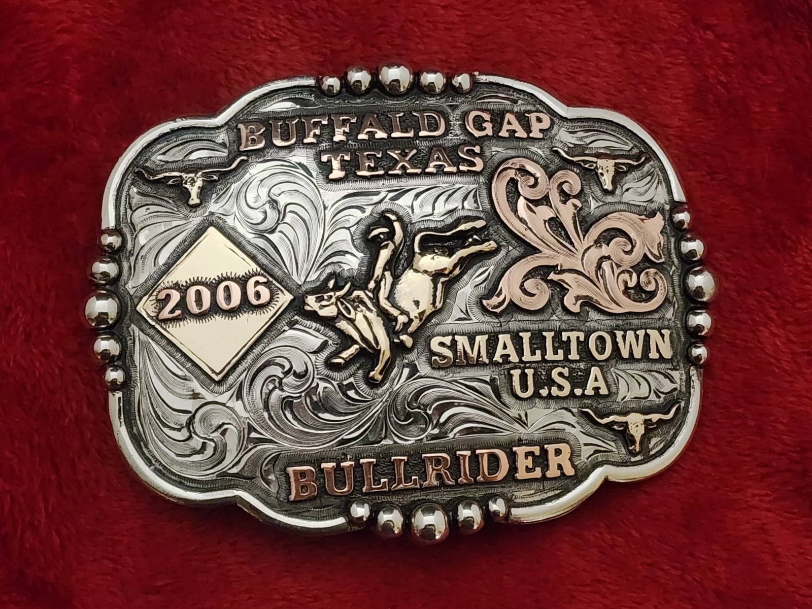 Rodeo Champion☆2006☆Smalltown Bull Riding TROPHY BUCKLE☆Buffalo Gap Tx☆RARE☆362