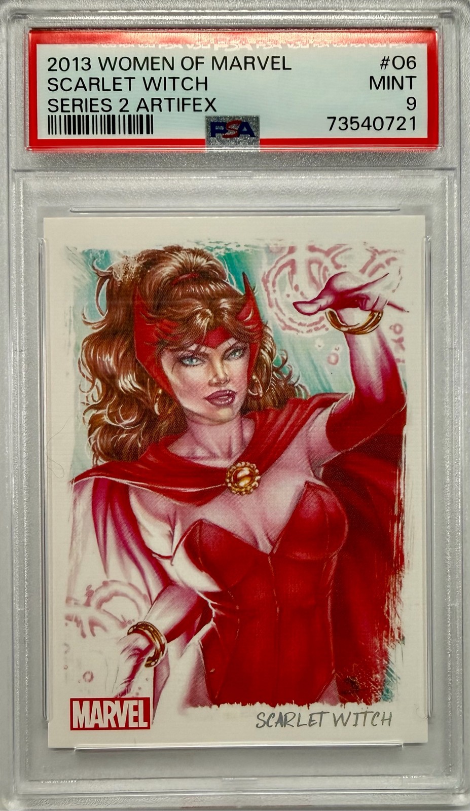2013 Rittenhouse Women of Marvel Series 2 Artifex #06 Scarlet Witch PSA MINT 2013 Rittenhouse Women of Marvel Series 2 Artifex #06 Scarlet Witch PSA MINT