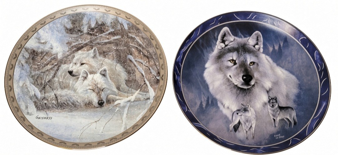 VTG Wolf Collector Plates Duane Geisness & Eddie LePage Bradford Exchange Lot 2