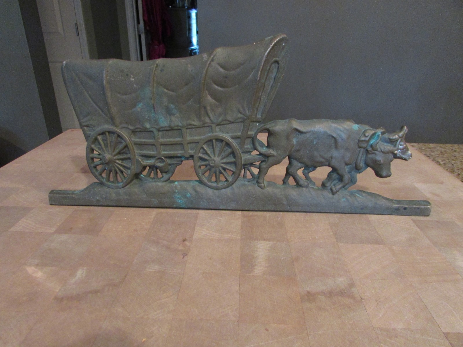ANTIQUE WILD WEST WAGON USA CAST BRONZE DOORSTOP HEADFORD BROS HITCHENS FOUNDRY