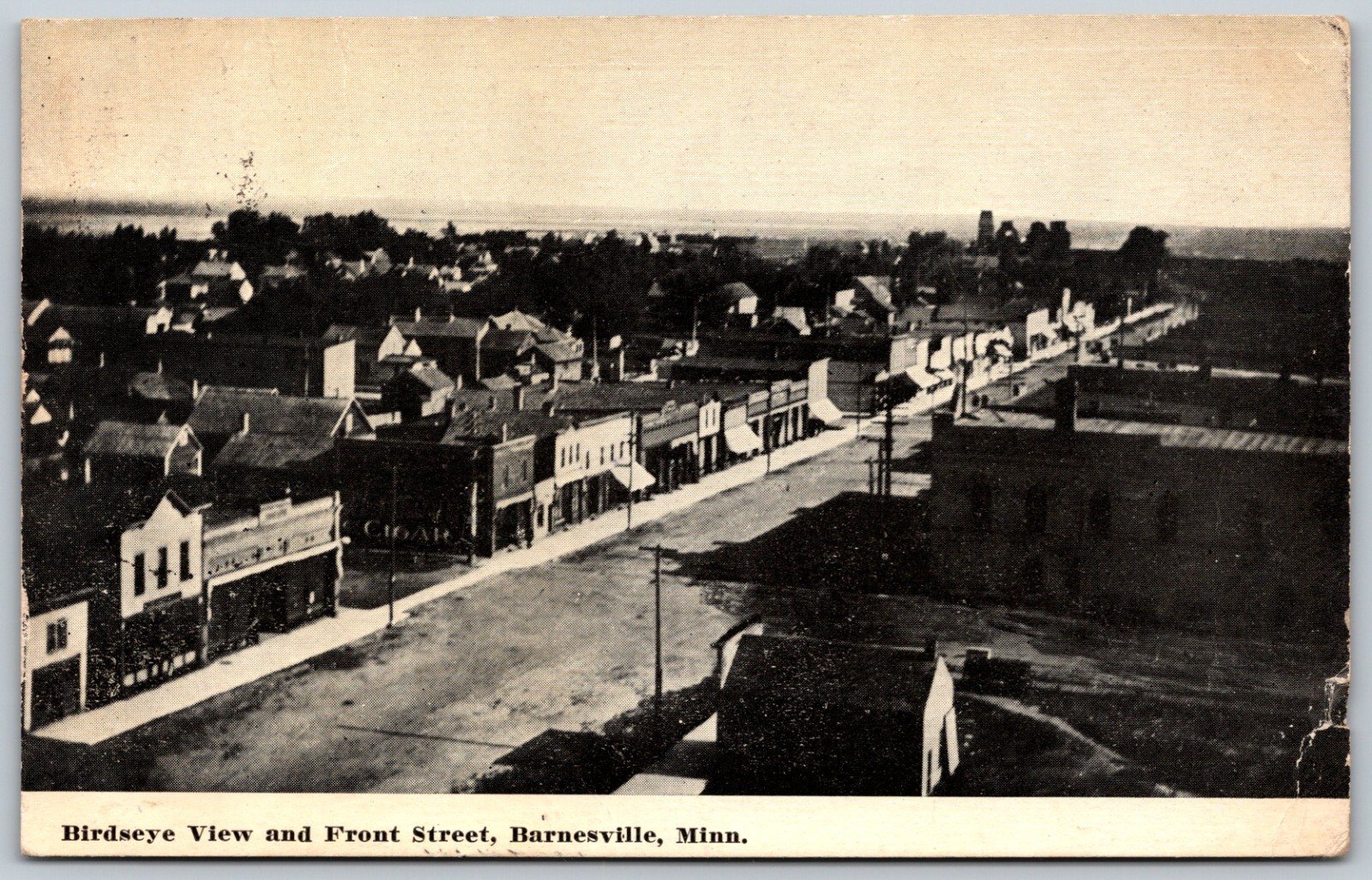 c1911 Birdseye View & Front Street Barnesville Minnesota ANTIQUE Postcard 3515
