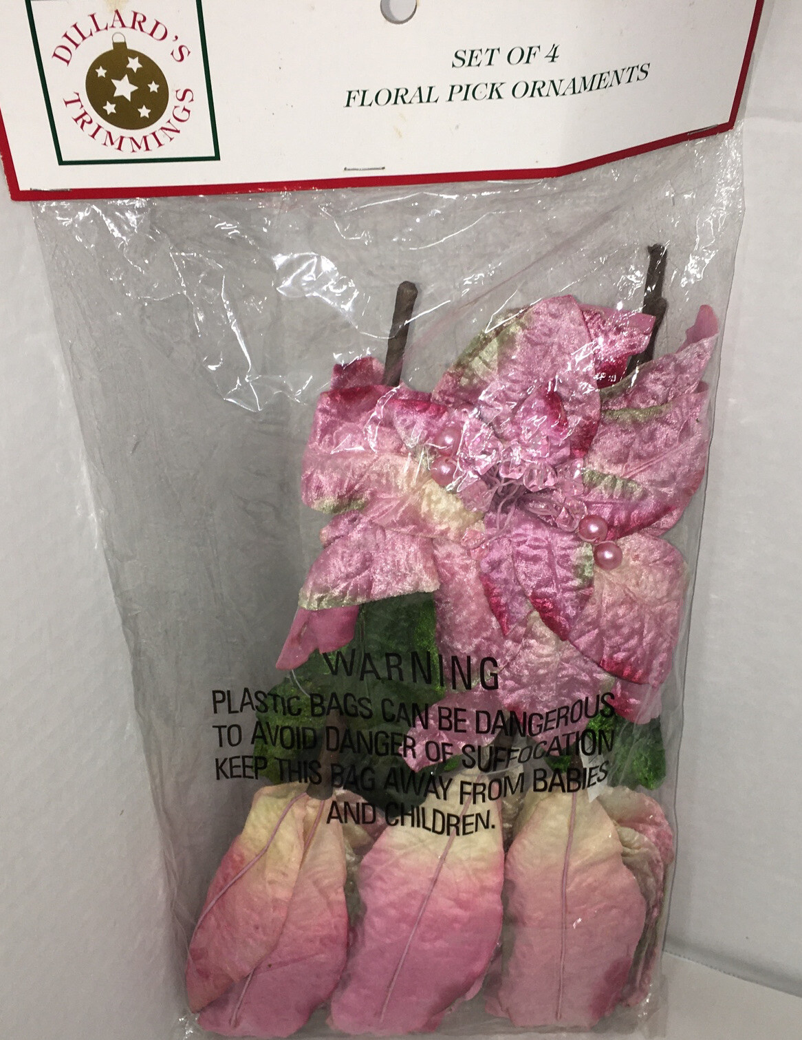 Dillards Trimmings Set Of 4 Floral Pick Ornaments Gold Dillards Trimmings Set Of 4 Floral Pick Ornaments Gold