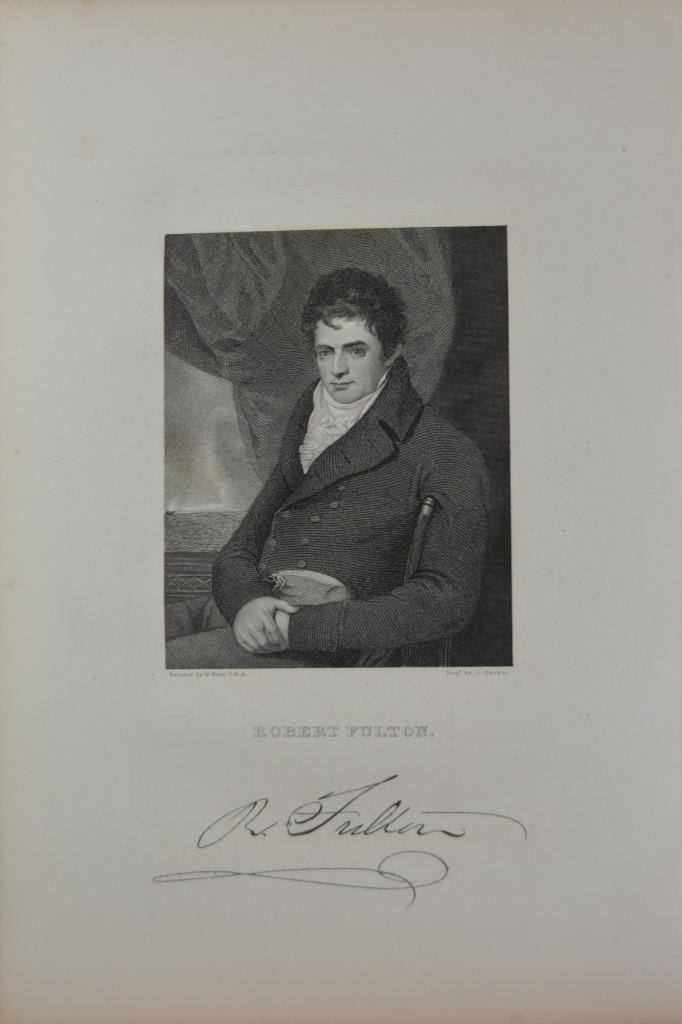 Early American Inventor Robert Fulton Antique Original 1834 Engraving Art