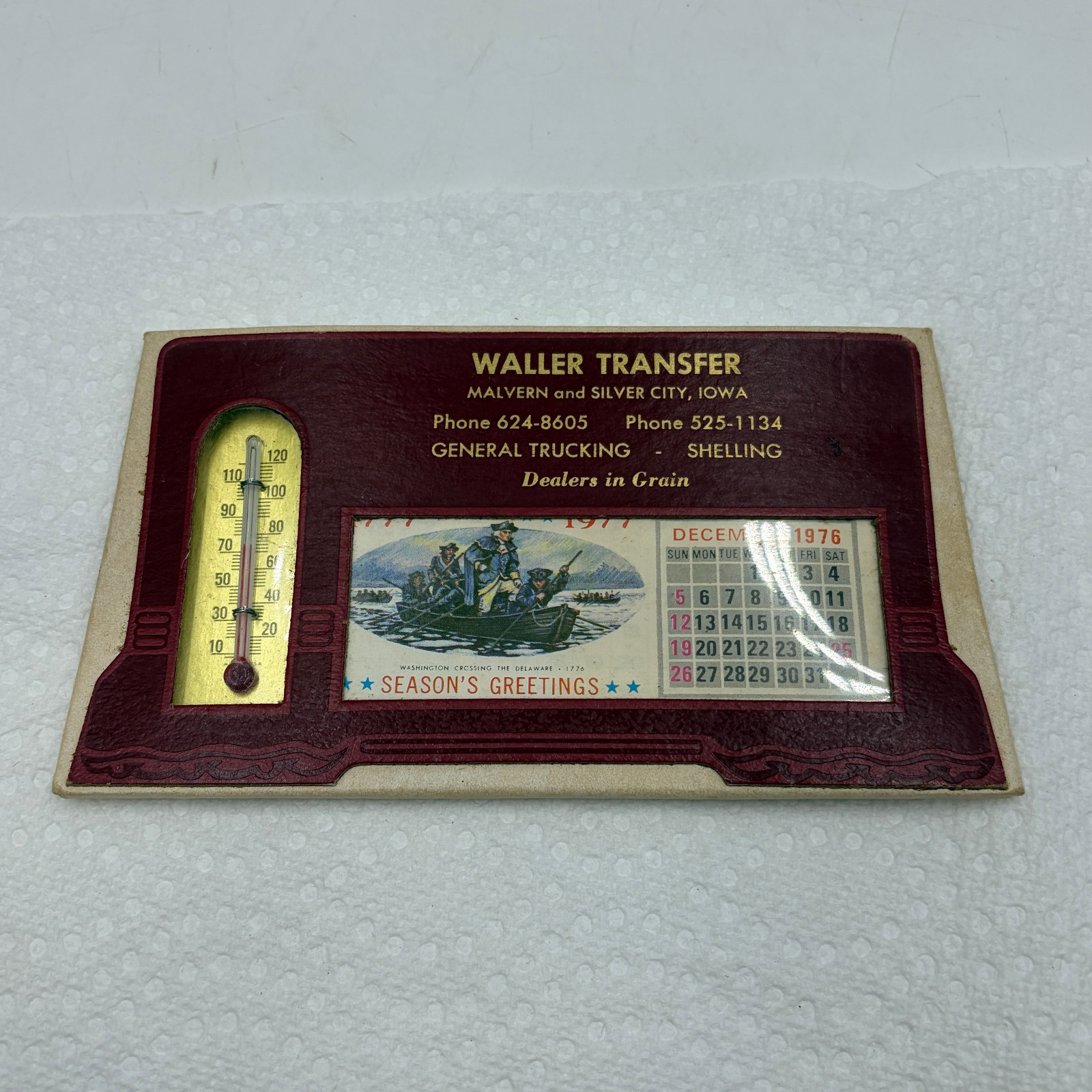 Vintage Waller Transfer Trucking Shelling Malvern Silver City Iowa Calendar