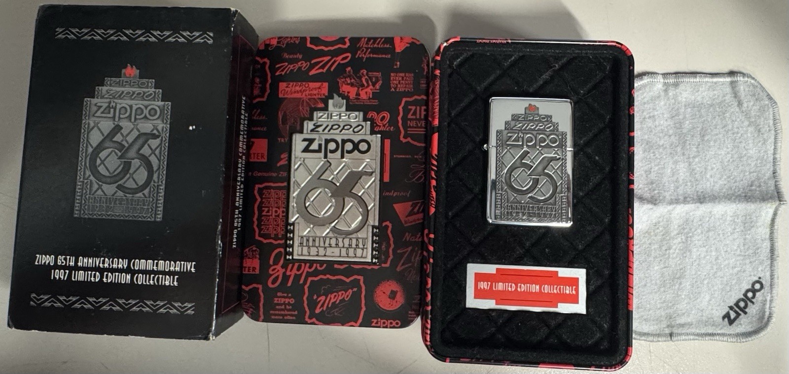 ZIPPO 1997 65TH ANNIVERSARY LIMITED EDITION LIGHTER SEALED IN BOX #976 ZIPPO 1997 65TH ANNIVERSARY LIMITED EDITION LIGHTER SEALED IN BOX #976