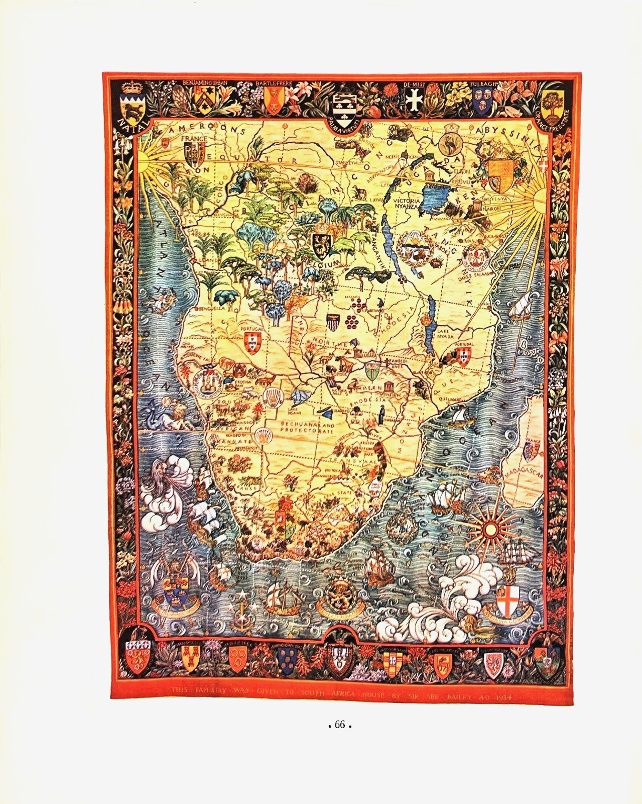 1935 Historic Africa Map Tapestry Sir Abe Bailey South Africa Art Mag Print Ad