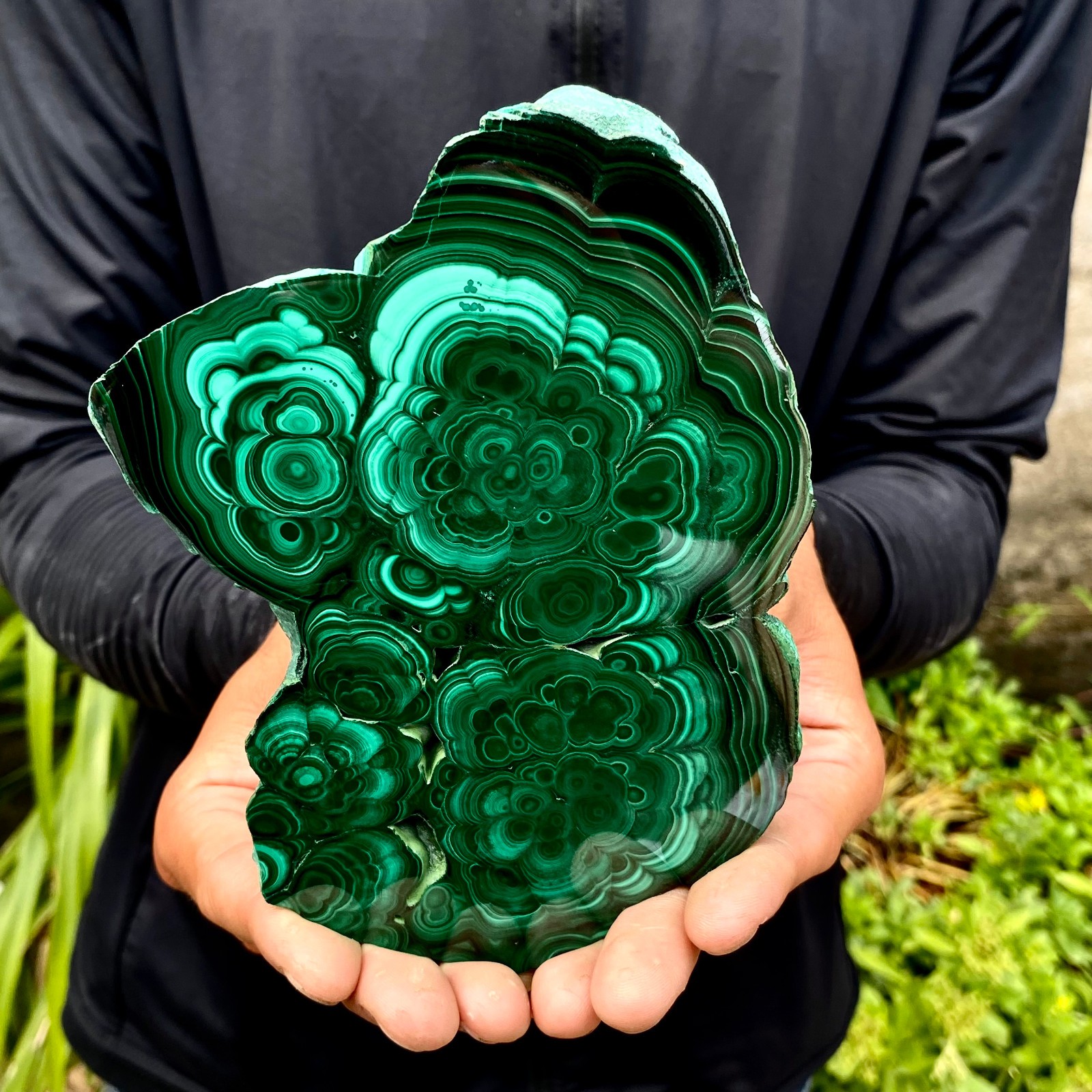 1.55LB Natural Green Malachite Crystal Flaky Pattern Ore Specimen Quartz Healing