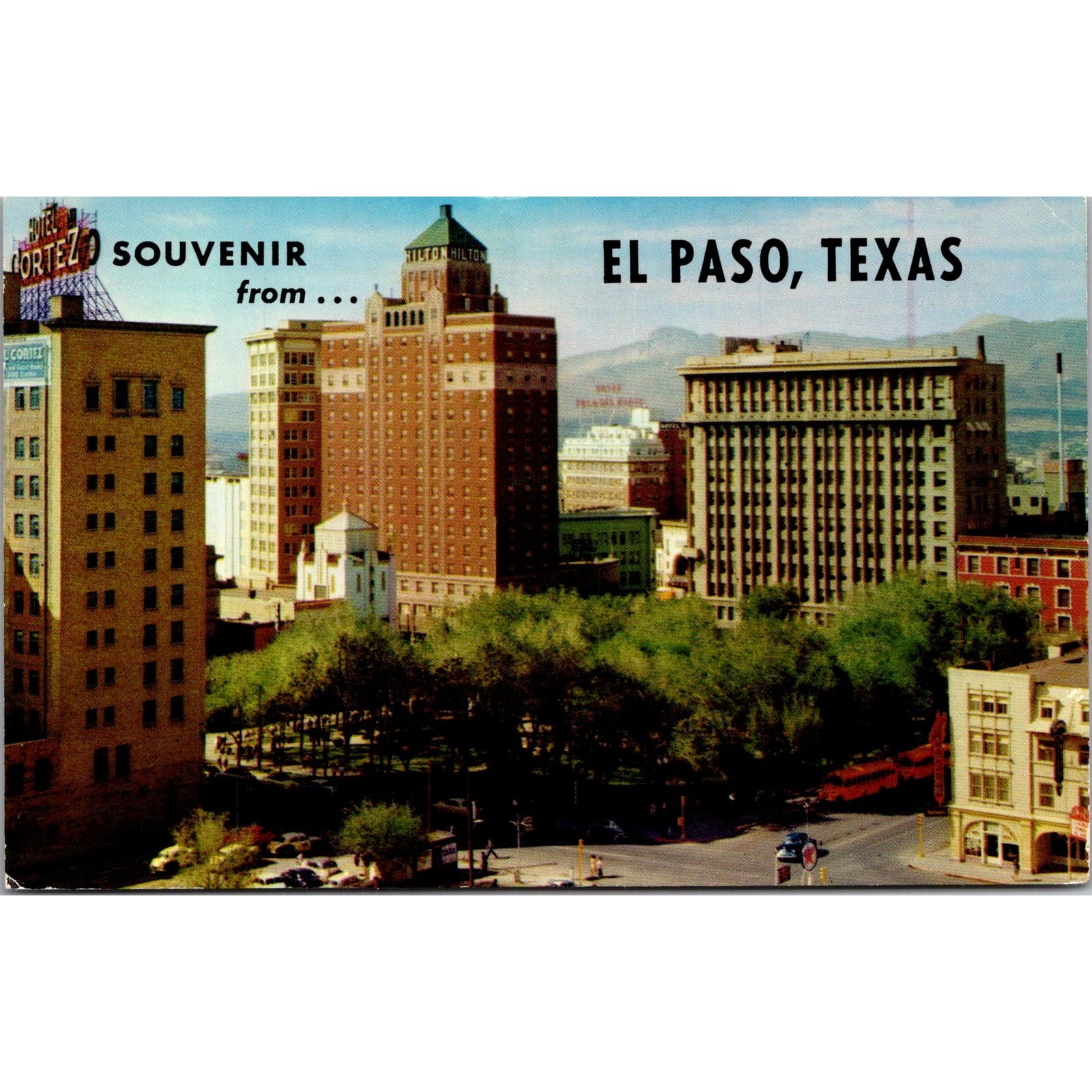 Overlooking The Plaza Southwestern City El Paso TX Vintage Postcard SP8-13