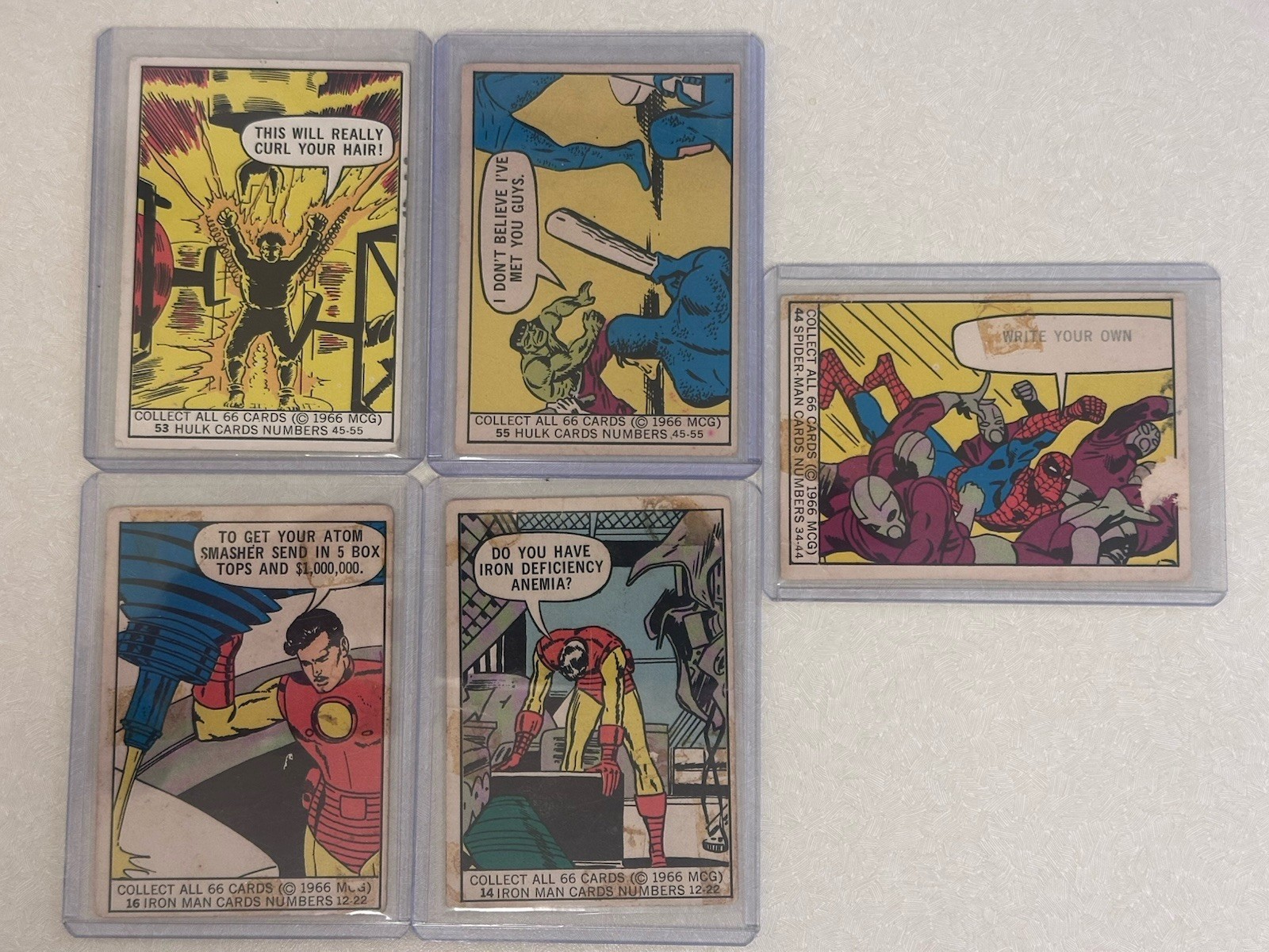 1966 Donruss Marvel Super Heroes Lot 44 16 14 53 55 Five Cards Good Condition 1966 Donruss Marvel Super Heroes Lot 44 16 14 53 55 Five Cards Good Condition