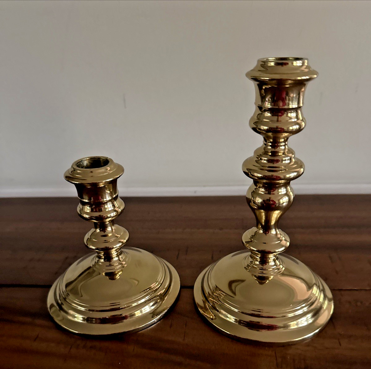 (2) VTG Solid Cast-Brass Candle Holders, 4.5