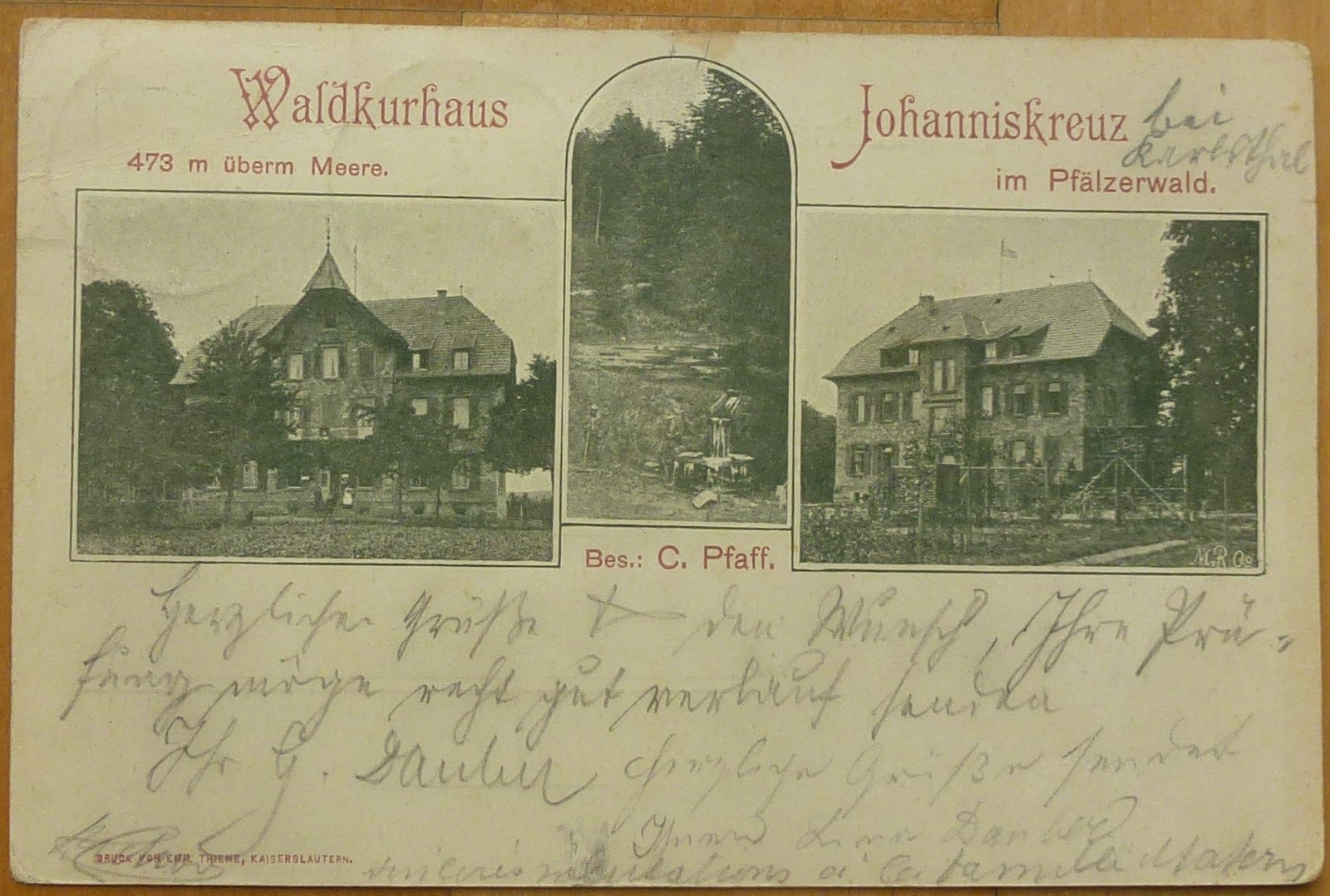 Postcard Waldkurhaus Johanniskreuz 1900 Trippstadt Kaiserslautern Lambrecht Palatinate Postcard Waldkurhaus Johanniskreuz 1900 Trippstadt Kaiserslautern Lambrecht Palatinate