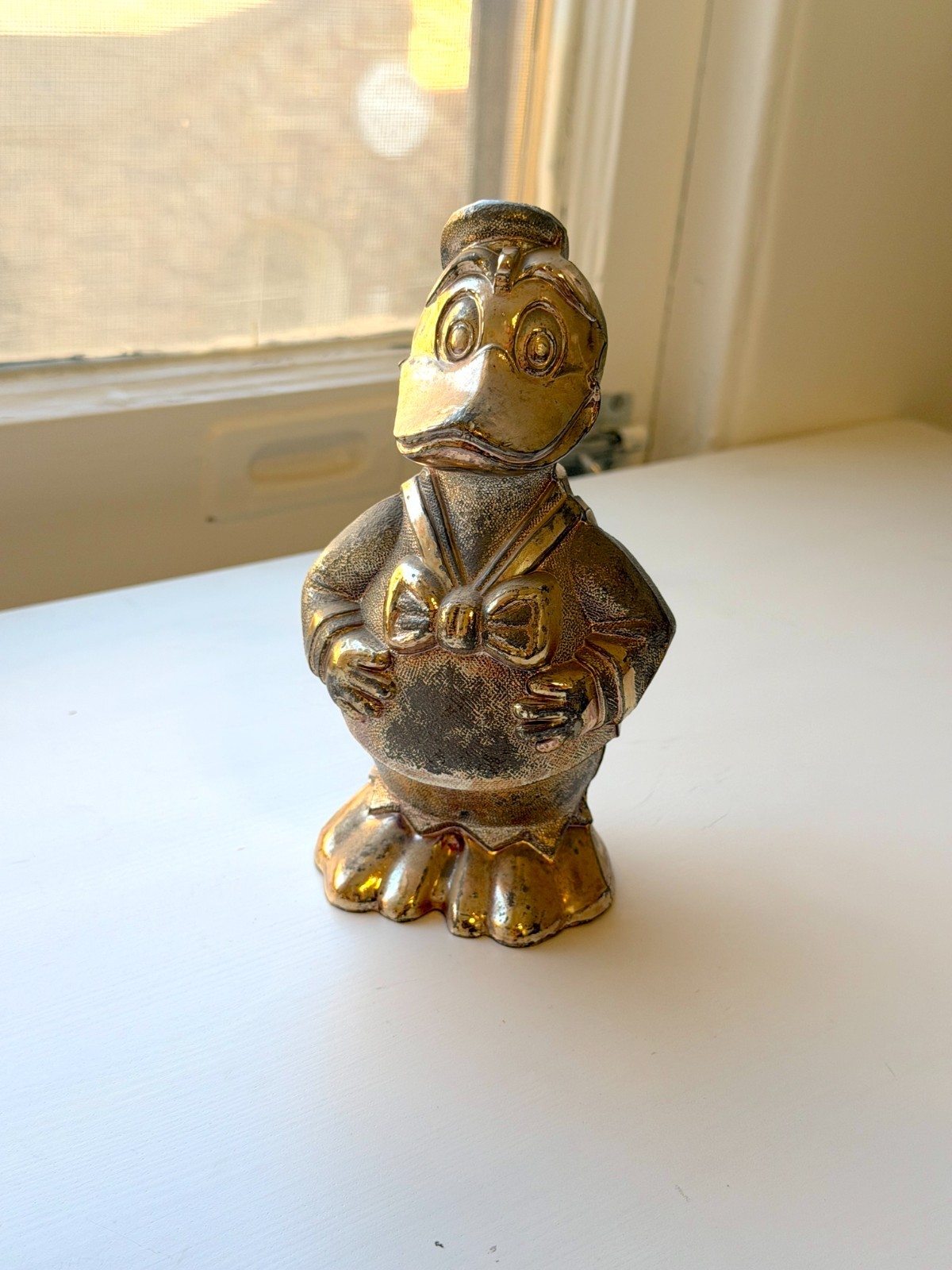 Vintage 1960s Silver-Plated Disney Donald Duck Coin Bank