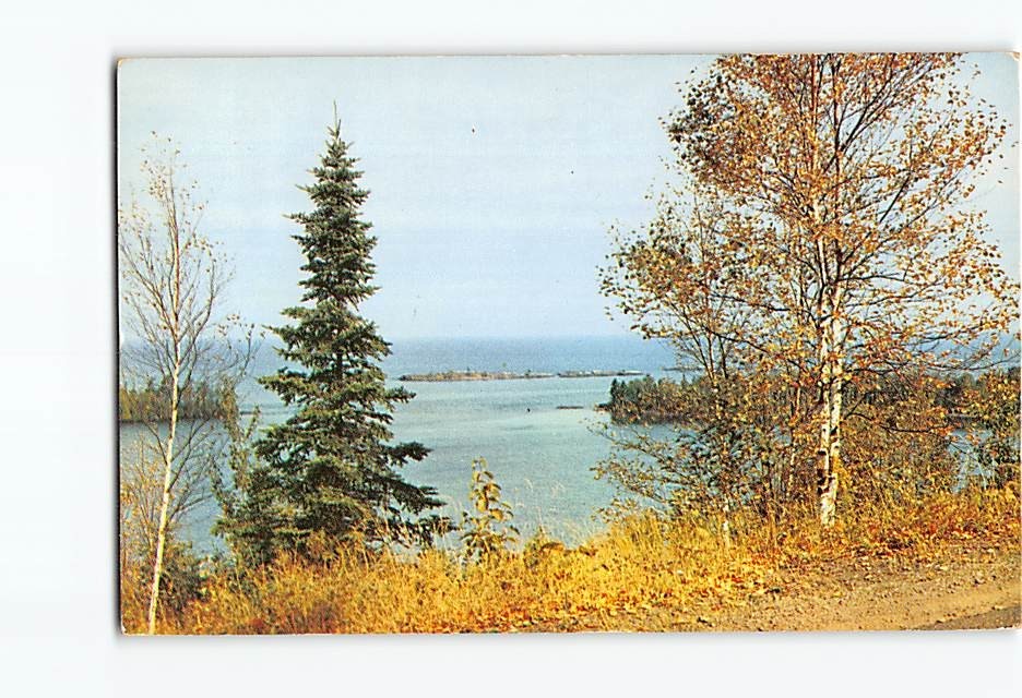 Postcard Grand Marais on M26 Copper Country Upper Peninsula Michigan Trees View