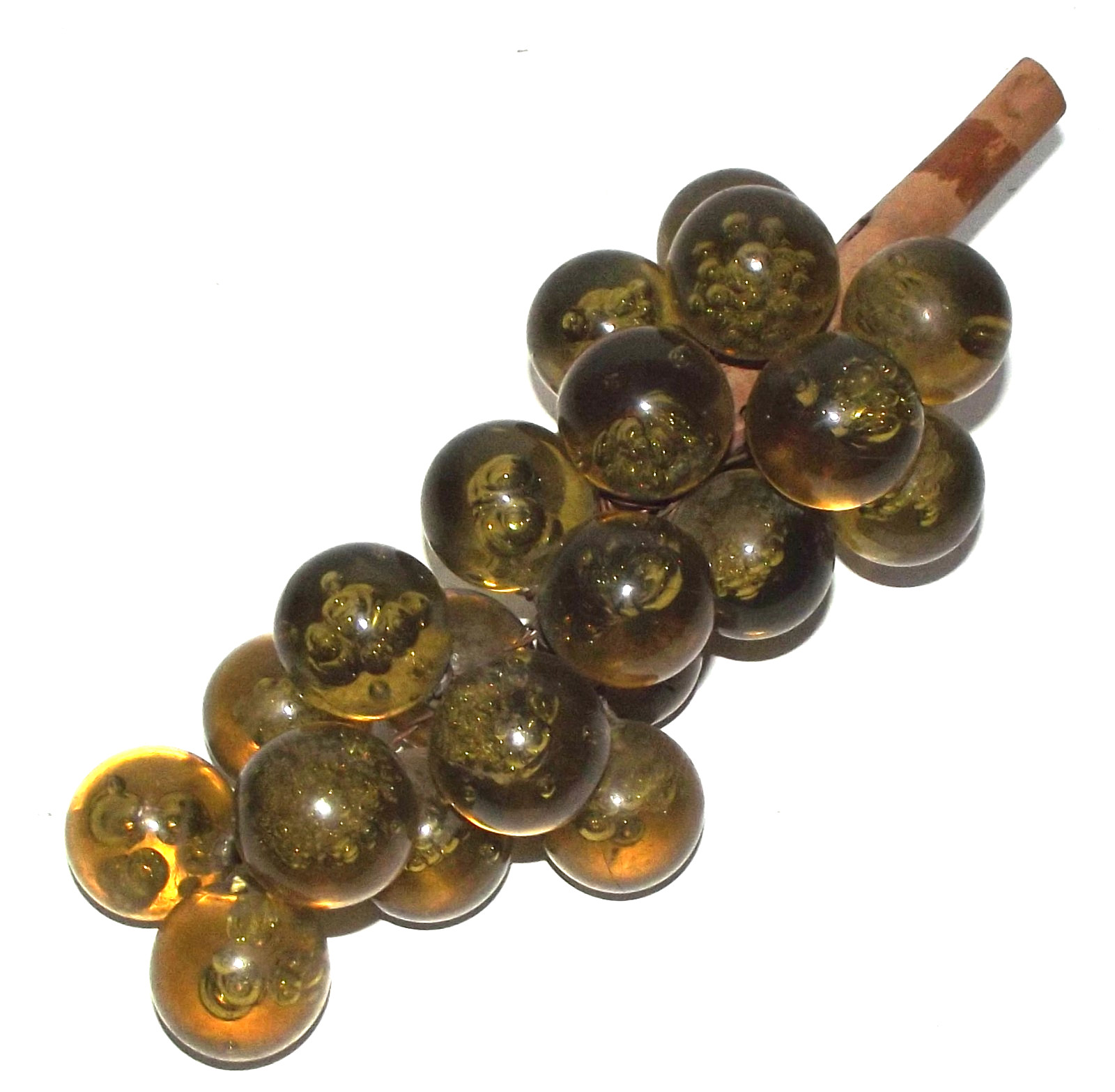 Vintage Mid-Century Modern Yellow-Green Lucite Grape Cluster - 9\