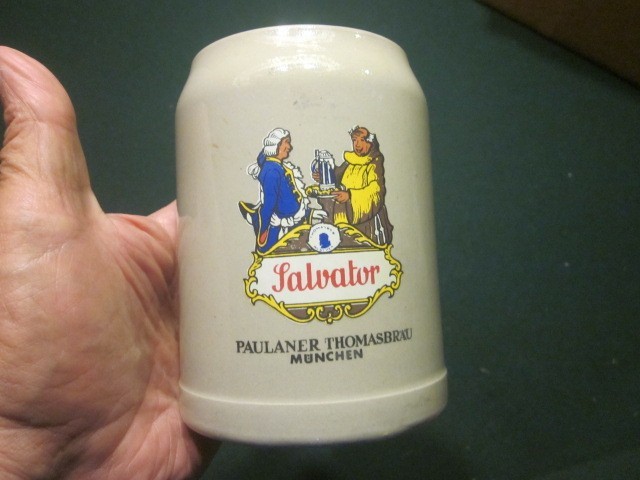 Vtg Salvator Paulaner Thomasbrau Staffel West Germany Stoneware Beer Stein 0.5L