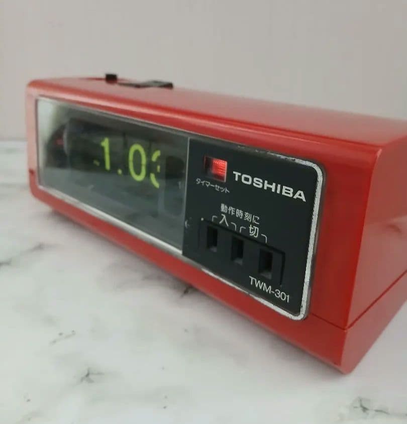 Toshiba TWM-301 Red Flip Clock Timer Tested Working Japan