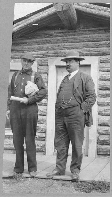 Photo:Tanana Alaska 1900s Dan Cadzow Men at Log Building
