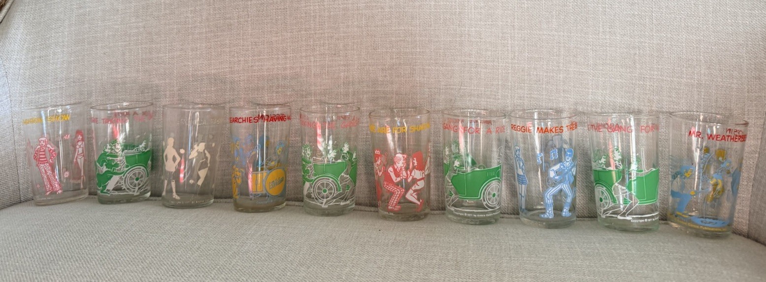 Vintage Set of 10 Archie Comics Welch\'s Jelly Jar/Juice Glasses 1971 Vintage Set of 10 Archie Comics Welch\'s Jelly Jar/Juice Glasses 1971