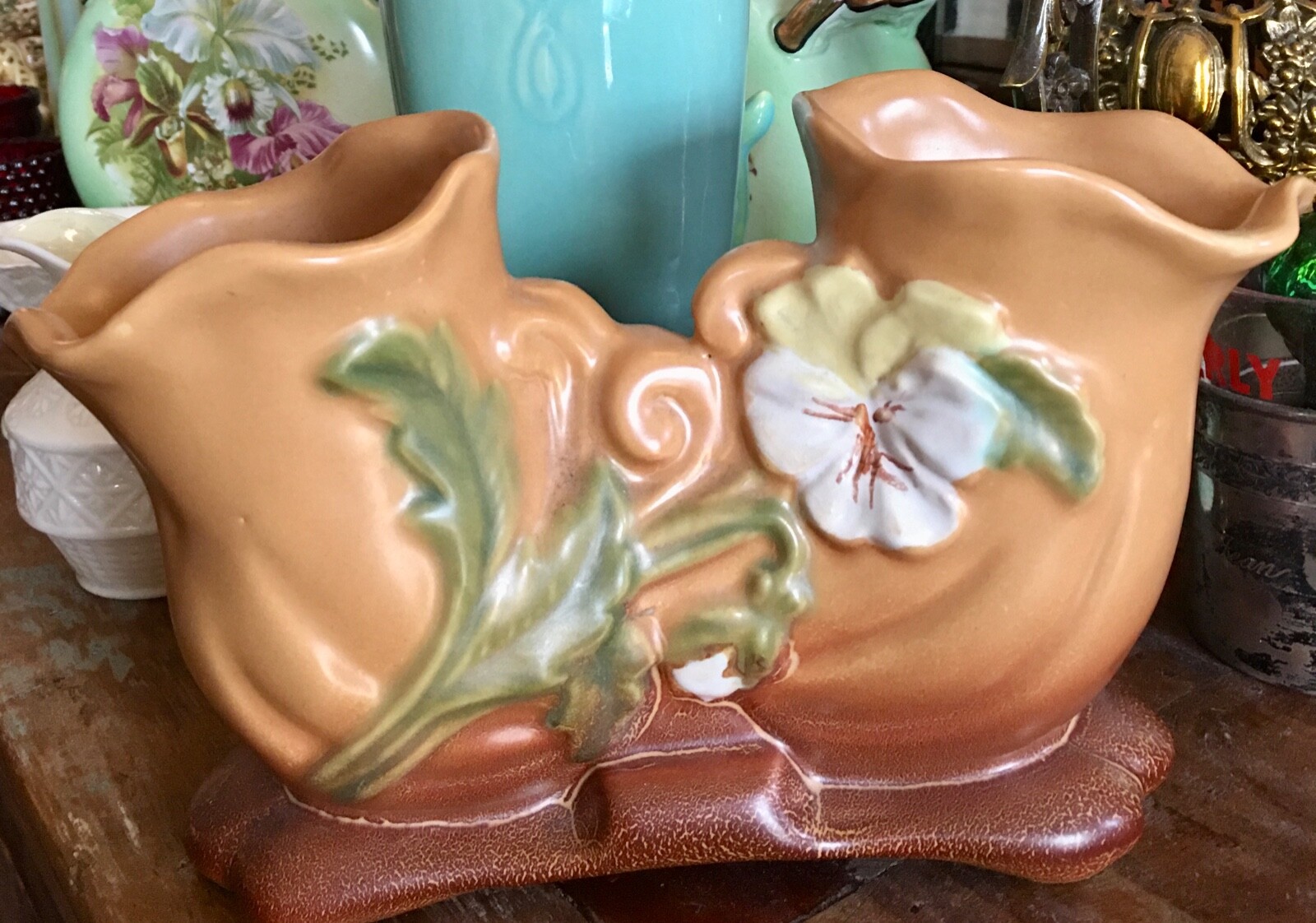 Rare c. 1936 Weller Gloria Double Vase 4 1/2