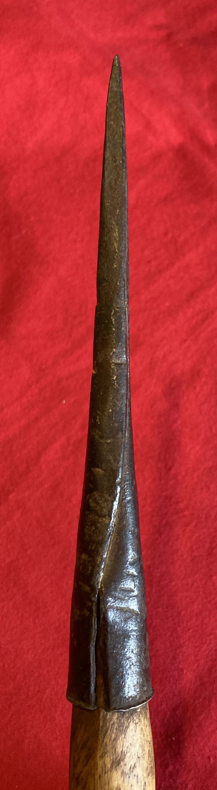 C.1750–1800, S. W. Colonial Spanish, Hand forged iron spear point/goad w. mount C.1750–1800, S. W. Colonial Spanish, Hand forged iron spear point/goad w. mount