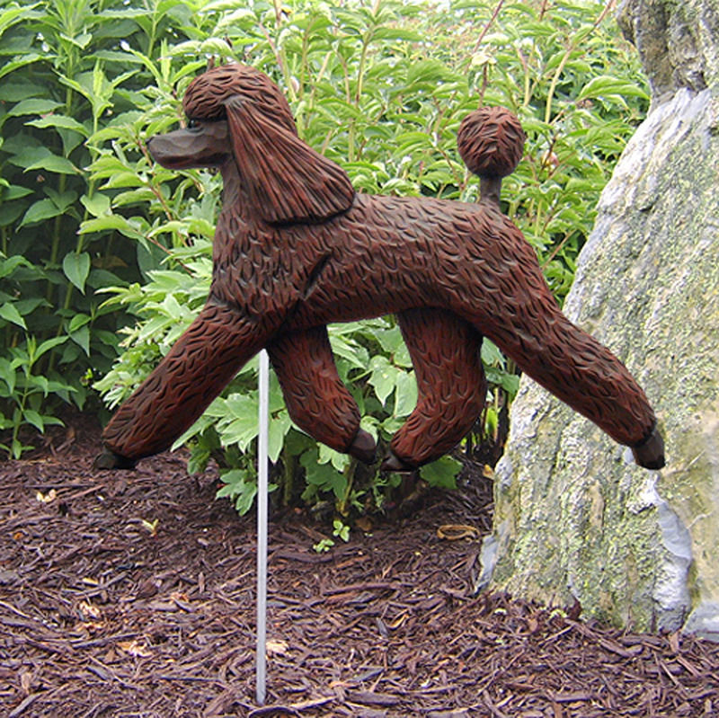 Poodle Outdoor Garden Dog Sign Hand Painted Figure Brown