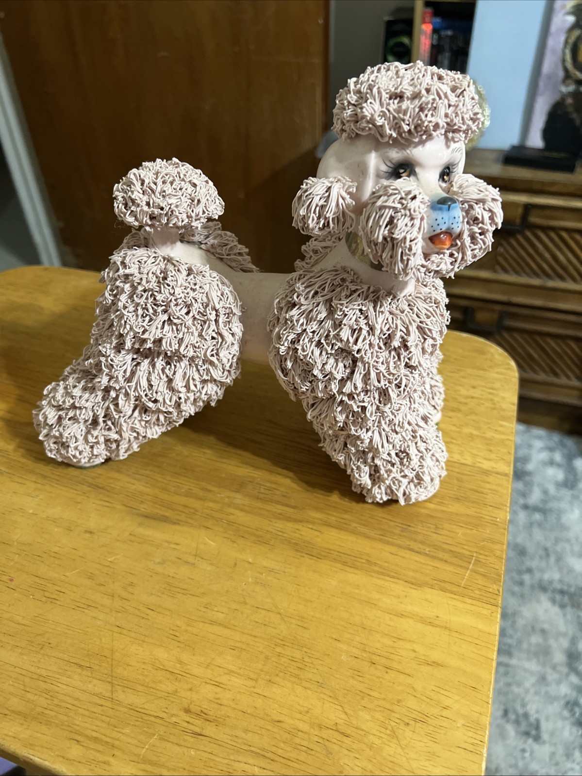 Vintage Pink Spaghetti Poodle.  9x5x10
