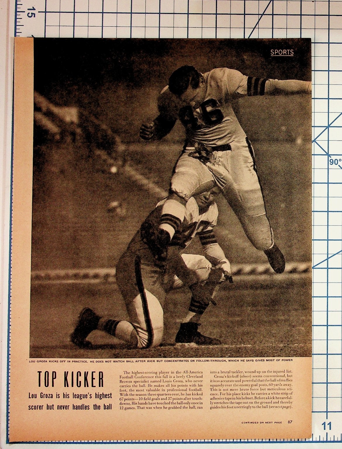 1940s Lou Groza Cleveland Browns Football Magazine Article Ad Walter Huston 1940s Lou Groza Cleveland Browns Football Magazine Article Ad Walter Huston
