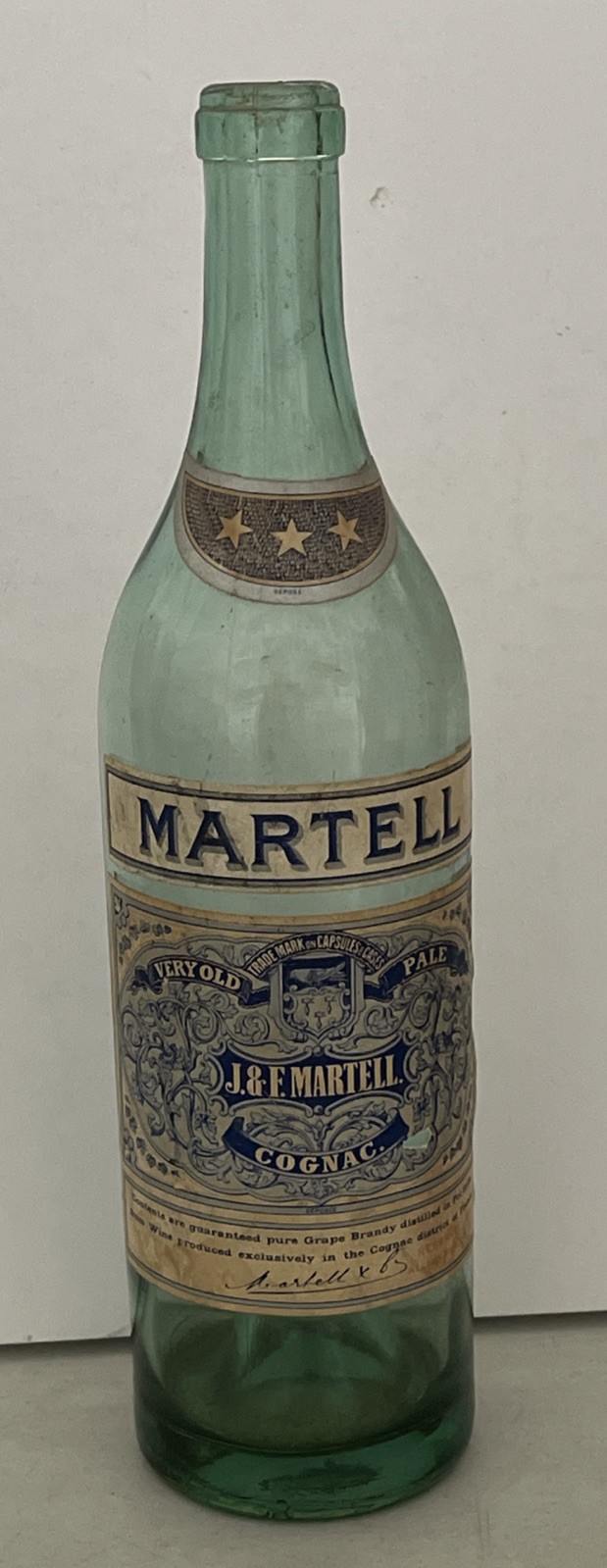 Vintage Martell Cognac Bottle Reserved for Allied Forces Only WWII Era Empty