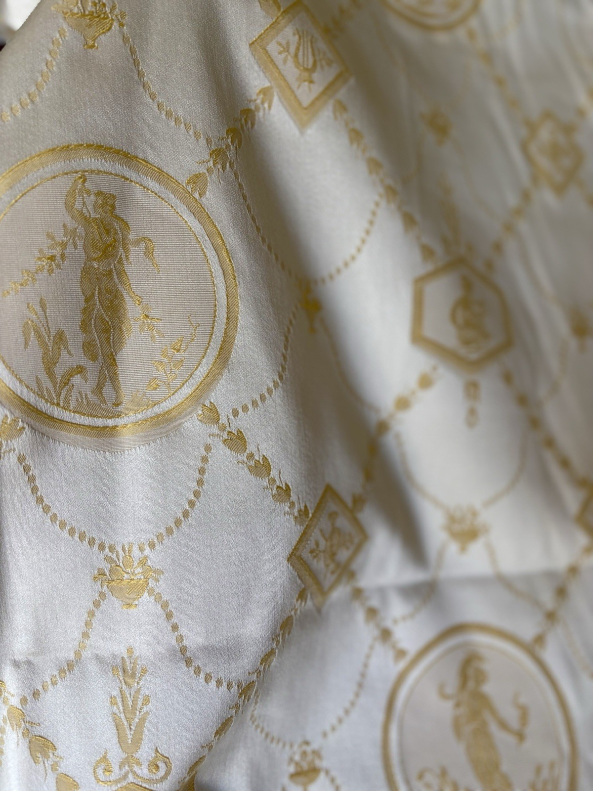 French Edmond Petit Paris Neo Classic Empire Josephine Damask Fabric ~ Yellow