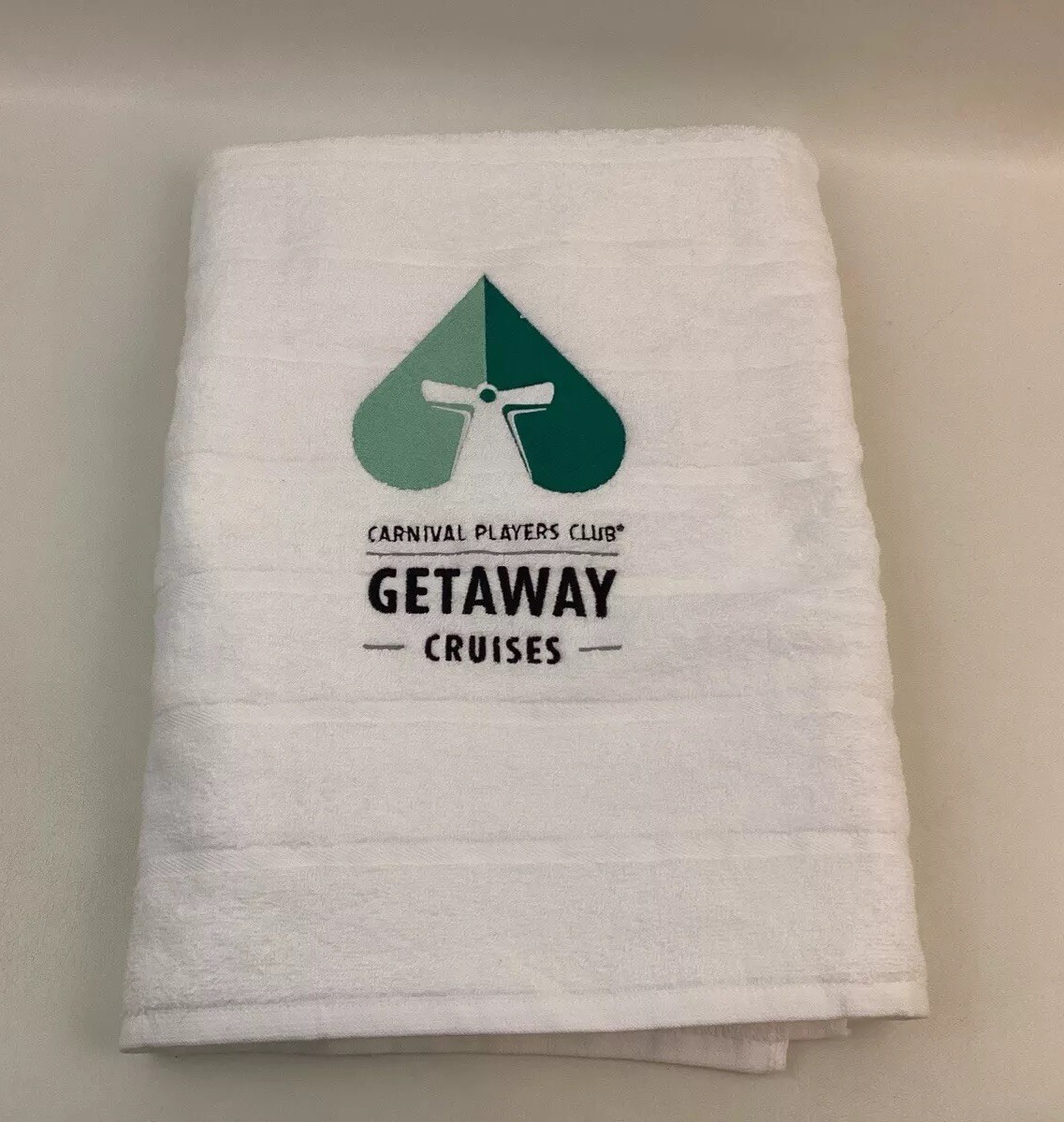 Carnival Players Club Getaway Cruises Large White Beach Towel 37 x 70 Carnival Players Club Getaway Cruises Large White Beach Towel 37 x 70