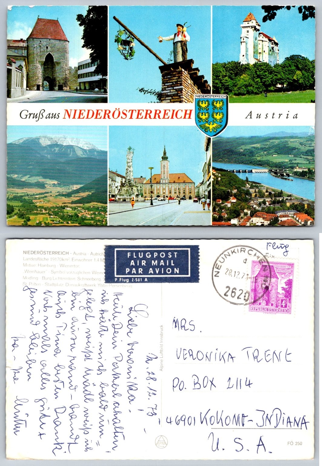 1973 Niederösterreich Austria Multi-View Postcard - Hainburg, St. Pölten, Danube 1973 Niederösterreich Austria Multi-View Postcard - Hainburg, St. Pölten, Danube