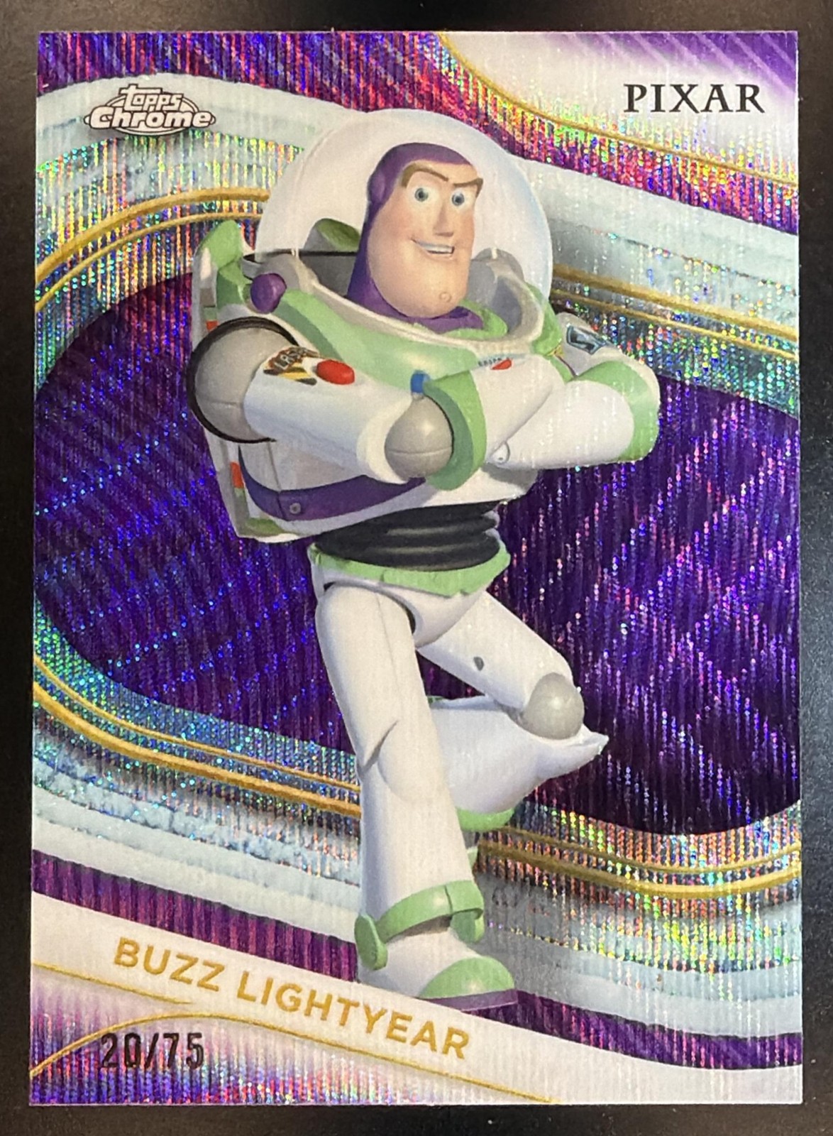 Buzz Lightyear 2025 Topps Chrome Disney Purple Wave Refractor /75 #90