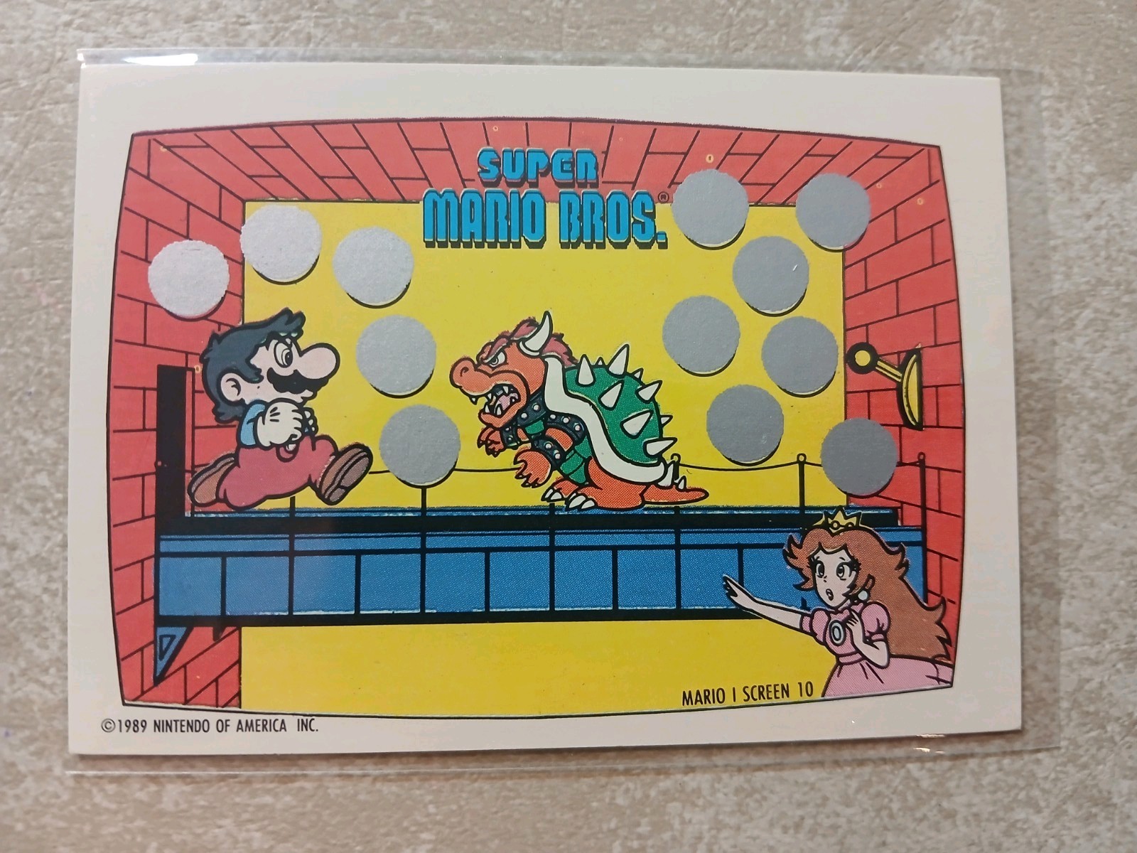 1989 Topps Nintendo Super Mario Bros. Bowser Rookie Card? Scratch-Off Screen 10 