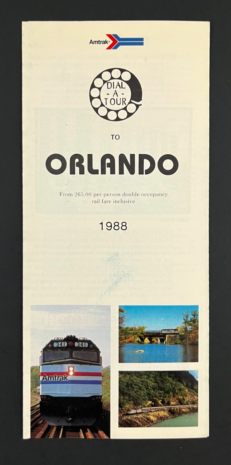 1988 Amtrak Dial-A-Tour Orlando Florida Vintage Rail Fares Travel Brochure 1988 Amtrak Dial-A-Tour Orlando Florida Vintage Rail Fares Travel Brochure