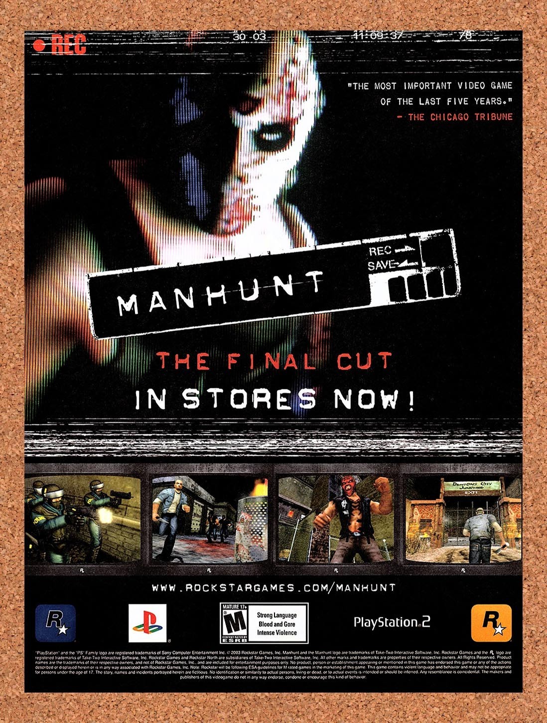 2004 Manhunt The Final Cut PS2 Original Advertisement / Retro Promo v4