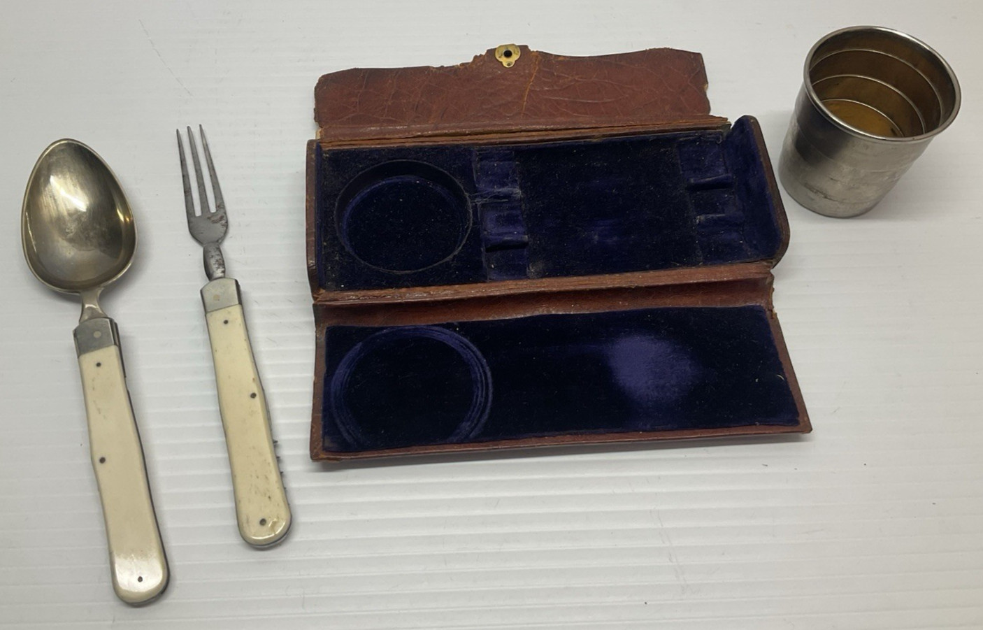 Antique 1800s Victorina Officer's Campaign Travel Folding Cutlery Set Antique 1800s Victorina Officer's Campaign Travel Folding Cutlery Set