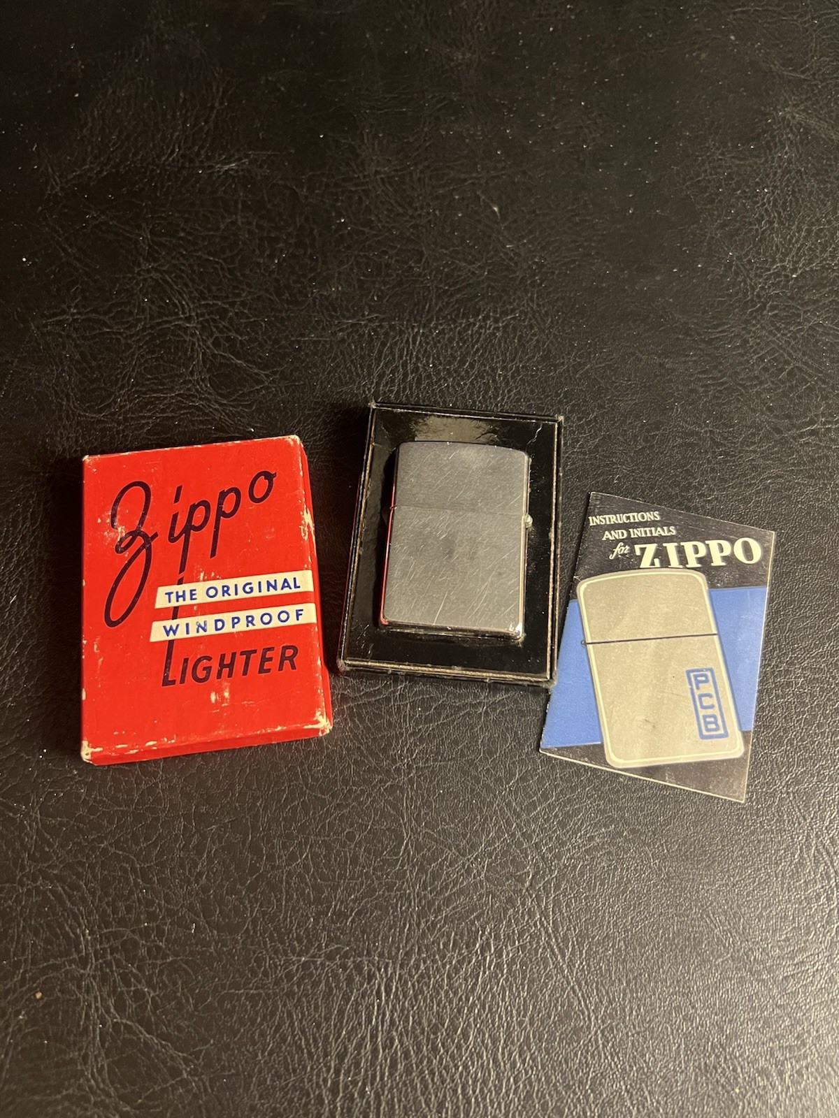 VTG 60s Zippo Shell + Original Box & Paperwork Red *Mismatching Lighter Insert