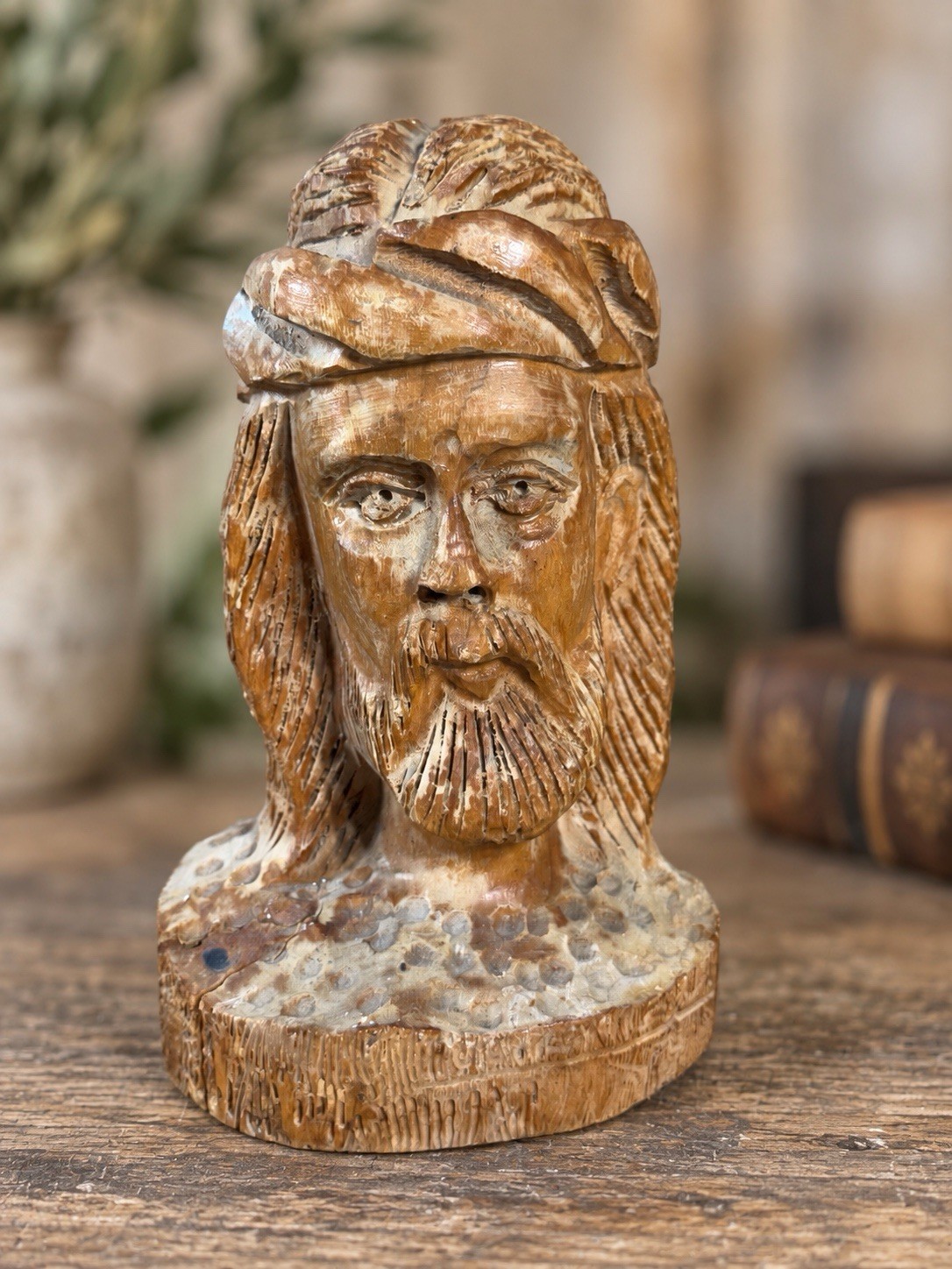 Early Vintage Hand Carved Wooden Sculpture Jesus Christ Italian Made Early Vintage Hand Carved Wooden Sculpture Jesus Christ Italian Made