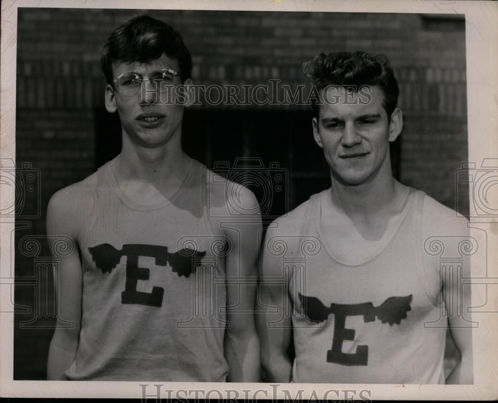 1950 Press Photo East High School track athletes Allan Lubina and Ray Manchook