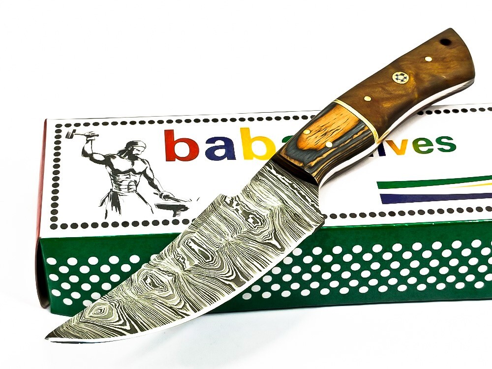 8.2 Inch HANDMADE DAMASCUS Steel Dagger Hunting Knife Skinner with Wood Handle