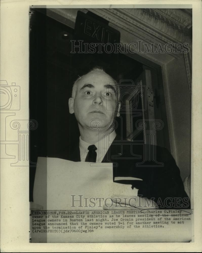 1964 Press Photo Charles O. Finley, owner of Kansas City Athletics baseball club 1964 Press Photo Charles O. Finley, owner of Kansas City Athletics baseball club
