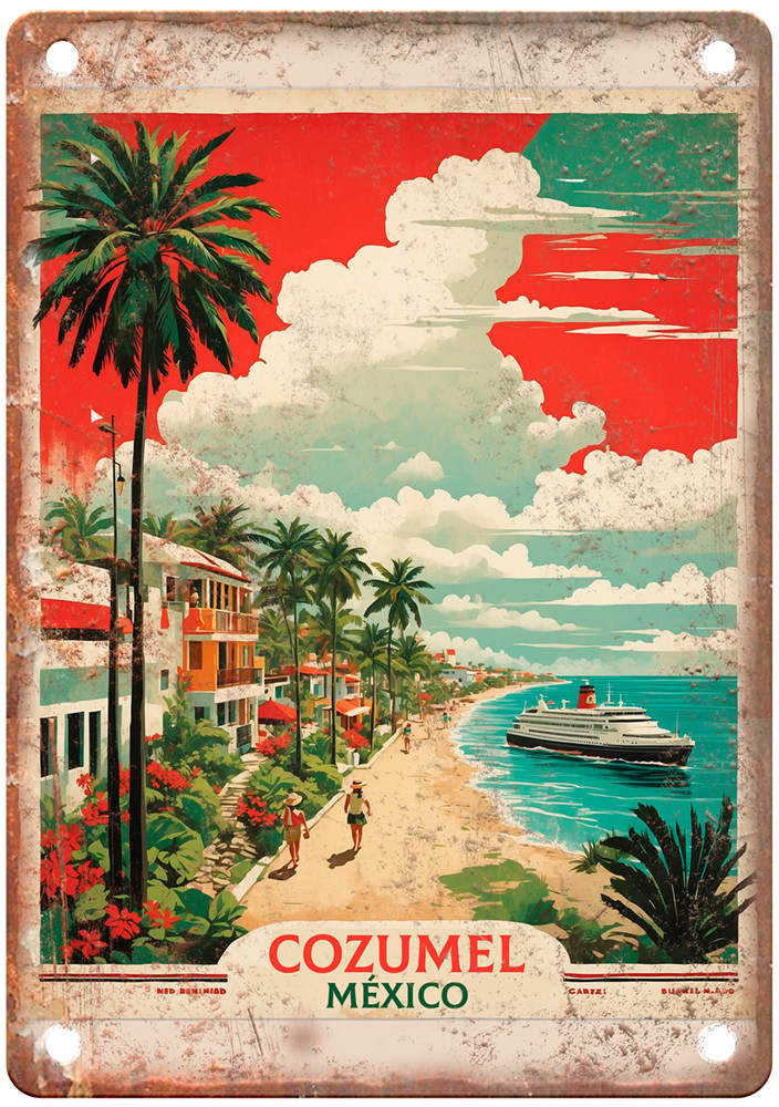 Vintage Cozumel mexico retro Look Travel Poster Metal Sign T3296 Vintage Cozumel mexico retro Look Travel Poster Metal Sign T3296